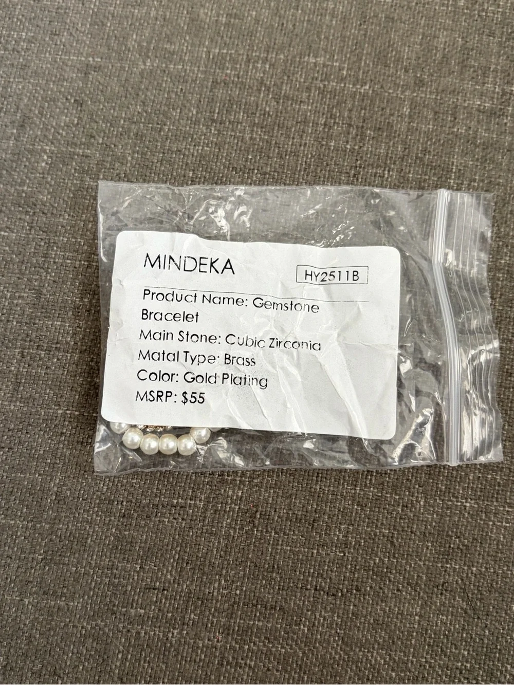 MINDEKA Gold Plated Pearl & Cubic Zirconia Flower Bracelet